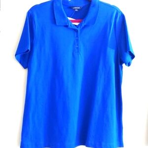 Lands End Royal Blue Mens Boys S/S Collared Shirt Sz 14/16